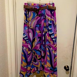 🔥UNIQUE LONG BUTTON DOWN PURPLE FLORAL SKIRT WITH BELT